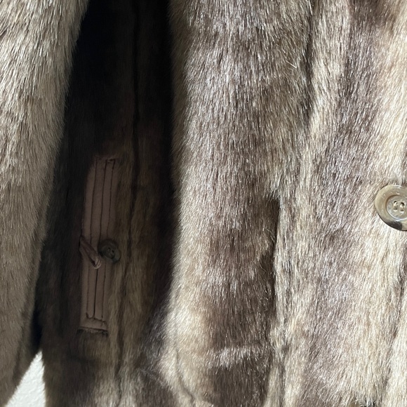 Dennis Basso Hooded Tan Suede Fur Coat Size XS - Picture 5 of 12